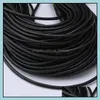 Fio de cordão 100 pcs/lote 1 5 mm de colar de couro de cera preto 5 mm Cadeia de fio de corda para jóias de moda DIY acessórios em B Dhakq