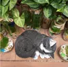 Gartendekorationen Amerikanische niedliche schlafende Katzenharz Statue Handwerk im Freien Innenhof Skulpturen Ornamente Haus Rasenzubehör Dekoration Dekoration