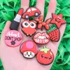 MOQ 20PCS PVC Cartoon Strawberry Mushroom Tomato Car Lipstick Red Shoe Charms Parts Accessories Buckle Clog Butons Dinsband Bracelet Decoration Party Gifts