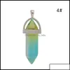 Pendentif Colliers Pendentifs Bijoux Verre Naturel Mticolored Colonne Hexagonale Guérison Cristal Chakra Pierre Collier Otjl4