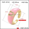 Wedding Rings Wedding Rings White Pink Blue Enamel Drip Width Ring For Women Letter Micro Pave Zircon Opening Adjustable Copper Jewel Dhbbk