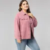 Damesjassen doib vrouwen roze corduroy massieve kleur afslaan kraag knop losse casual jas 2022 herfst winter plus size jas