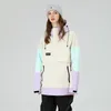 スキージャケット2022スキージャケットの女性スポーツスノーボードメンズ冬のフード付きベアプルーブル通気性カラーブロックトップスノーコート服