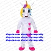 UNICORN MASCOT Costume com chifre dourado Voando cavalo arco -íris adulto desenho animado de caráter de caráter