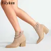 Buty Eilyken Fashion Women S Buty łańcucha metalowego Winter Cool Club Krótki panie Chelsea Rozmiar 3643 221013