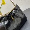 Kadın zincir tasarımcı çanta deri moda çantalar katlama duyu büyük kapasiteli metal crossbody omuz çantaları klasik çanta aksiller çanta 24cm pochette