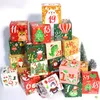 Merry Christmas Advent Kalenderboxen 24 dagen Kraft Paper-Advent Countdown Candy Gift Box voor kinderen en familie Gunst SN4228