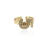 Anello aperto con strass scintillanti NO5 Anello da donna con numeri Anelli da dito Gioielli in argento dorato