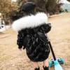 Down Coat 2022 Girl Winter Jacket Faux Fur Waterproof Shiny Angel Wings Toddler 1-8 Years Infant Parka Snowsuit Y2210