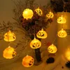 Strängar 10/20 LED Halloween Pumpkin String Lights USB Power For Bedroom Living Room Garden Decoration Holiday Lighting