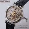 Нарученные часы Sugess Skeleton Men Смотреть ручные намотки Seagull ST36 Движение Механическое модное кожаное сапфировое стекло 2022