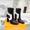 Silhouette Ankle Boots Women Flower-shaped Heel Boot Side Zip Martin Boots High Heels Fashion Booties Black Blue Red Leather