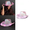Boinas chapéu de cowboy liderado rosa glitter performance cosplay party adereços