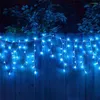 Strings Battery/USB Powered LED Window Curtain String Light 3.5M 96LED Icicle Lights With 8 Modes Remote Control For Xmas Holiday Party