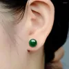 Stud Earrings Silver Color Chrysoprase Red Agate Gemstone Crystal Women Charm Wedding Jewelry Party Gift Wholesale