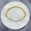 Charm Bracelets 5Pcs/Lot Korean Design Zircon Spacer Beads Wrist Band Cross Natural Freshwater Pearl Beaded Bracelet