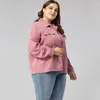 Damesjassen doib vrouwen roze corduroy massieve kleur afslaan kraag knop losse casual jas 2022 herfst winter plus size jas