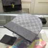 Gorro de mujer, gorro de invierno cálido para hombre, gorro de lana tejido a cuadros, gorra de béisbol L, gorro frío, gorros de calavera