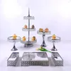 Bakware tools Europese stijl metaalgouden cake stand drielaags ijzeren huisdecoratie feest dessert evenementen display spiegellade