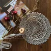 Maty stołowe duszpasterski retro haft kwiecisty okrągły wino kieliszek do kawy kubek herbaty mata salon studia dekoracja wazonu
