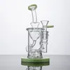 6 inch Small Hand Bong Klein Recycler Hookahs Torus Glass Bongs Douchekop PERC DAB Rigs Groen Paarse kop glazen waterleidingen met 14 mm gewrichtskom