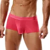 Cueca Penis Protuberante Bolsa Roupa Interior Masculina Sexy Boxer Trunk Reforçando Cintura Baixa Ice Silk Shorts Masculino Boxershorts