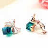 Backs oorbellen Jiofree Koreaanse mode bow-knoop clip op oorrang kubiek groen blauw kristal geen gaten sieraden voor vrouwen