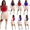 Otoño Invierno nuevas mujeres chaqueta de uniforme de béisbol niñas abrigo universitario diseñador carta estampado Patchwork botón ropa al aire libre Crop Top