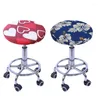 Chair Covers 1pc Round Cover Bar Elastic Printing Family Office Decoration Flower