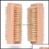 Cleaning Brushes Household Tools Housekee Organization Home Garden Wood Nail Brush Twosided Natural Boar Bristles Wo Ots1P