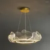 Lâmpadas pendentes, o acrílico LED Gingko Leaf Candelier Avan-Garde Design Creative Dining Room Light Master Bedroom Hall