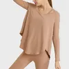 fitness Long sleeve T-shirt for Women's yoga outfit loose sports top thin breathable sweat wicking shirt tank looks thin and irregular quick drying clothes VELAFEEL