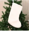 Christmas White Plush Stockings Ornaments Candy Socks Gift Bags Xmas Tree Fireplace Decoration GCC79