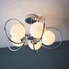Lampes suspendues Moderne LED Lustres Plafonnier En Verre Pour Salon Salle À Manger Chambre Maison Intérieur Chrome Argent Design Luminaires