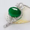 Collane con ciondolo Agata verde smeraldo Donna Colore argento S925 Collana Ornamenti di giada Bizuteria Pietre preziose turchesi