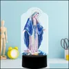 Diamond Painting New 5D Diy Special Shaped Led Diamond Painting Night Light 7 Color Lamp Pad Acrylic Board Landscape Home Decoration Dhpaq