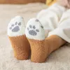 Socks Warm socks in autumn and winter Thickened cat paw print coral velvet female plush middle tube