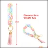 Nyckelringar Lanyards Design Colorf Acrylic Keychain Pu Leather Tassel Key Ring Girls Chain Shape Wristlet Armband för kvinnor Drop de DHI5B