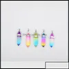 Pendant Necklaces Pendants Jewelry Natural Glass Mticolored Hexagonal Column Healing Crystal Chakra Stone Necklace Otjl4