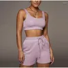 Women's Tracksuits Sports Suit Casual Solid Sportswear Two Piece Sets Women's Clothing 2022 Crop Top & Drawstring Shorts Summer