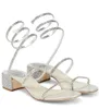 Perfect Rene Cleo Sandalen schoenen vrouwen wikkelende enkelbanden caovilla spiraalvormige kristal-verrukt dikke hakken feest bruiloft bruids EU35-43