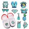 MOQ 20 pièces PVC bleu guitare crabe requin ananas lunettes diamant plage chaussure décoration charme boucle accessoires sabot broches boutons décorations pour bandes bracelets