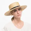 Breda randen hattar kvinnor Panama Sun Hat Boater handvävd halm för sommar damer naturliga strand män pojke casual chapeu feminino cap