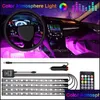 Andra interi￶rstillbeh￶r 4st 48LEDS CAR RGB LED Neon Interior Light Lamp Strip Decorative Atmosphere Lights Wireless Phone App Co Dhkxn