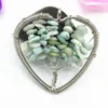 Pendant Necklaces Fashion Women Green Shell Lucky Heart Charms 50mm Fit Diy Necklace Silver-color Wire Winding Jewelry Accessories B3063