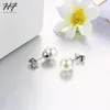 Orecchini a bottone Simpatiche perle d'imitazione per le donne Rosa color oro bianco Cubic Zirconia 3 dimensioni Gioielli di moda perfetti E240