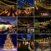 Strängar Solar Outdoor Globe String Lights 50/100 LED Vattentät varm vit kullampa för julhelg Garland Cafe Decoration