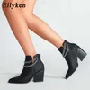 Buty Eilyken Fashion Women S Buty łańcucha metalowego Winter Cool Club Krótki panie Chelsea Rozmiar 3643 221013