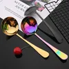 Dinnerware Sets 1Pcs Tableware Stainless Steel Rice Ladle 8 Colors Long Handle Soup Spoon Meal Dinner Scoops Kitchen Supplies Cooking Tool