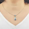 Anhänger Halsketten Feuerblauer Opal Angel Eyes Halskette Anhänger Modeschmuck Für Frauen Mädchen Tropfen